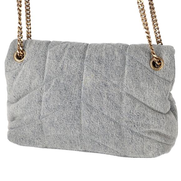 SAINT LAURENT PARIS Lulu Puffer Small Shoulder Bag 577476 Denim - Picture 6 of 9